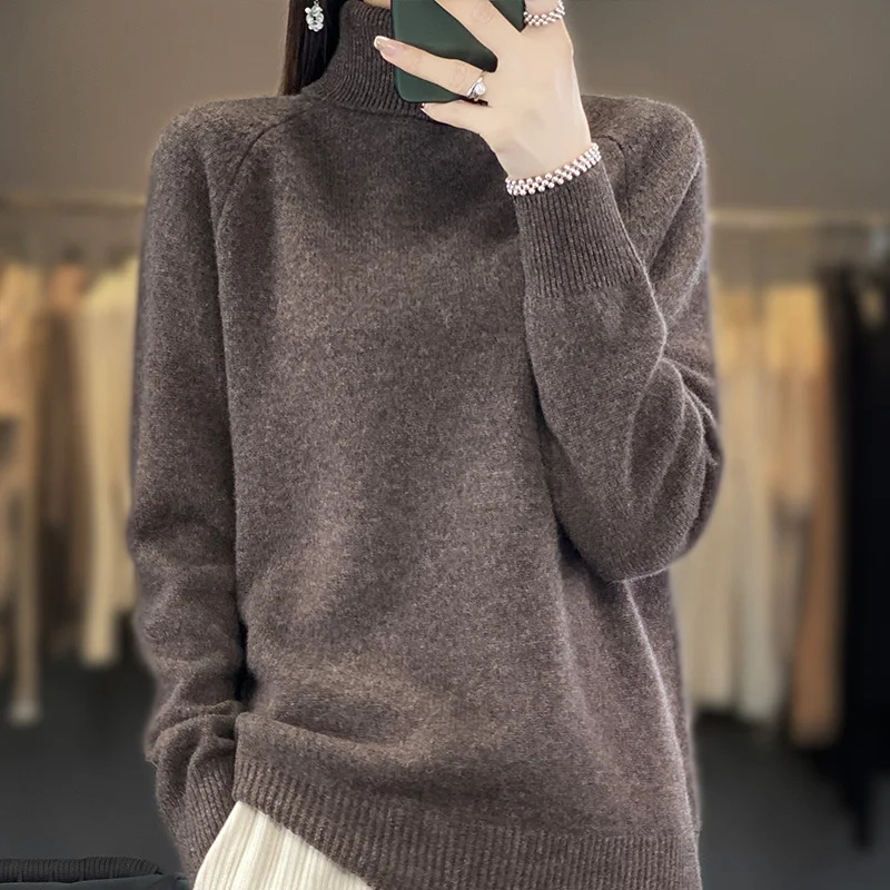 2023 Nuovo Autunno Inverno Maglione Di Cachemire Donna Dolcevita Allentato Solido Pullover Maglioni Di Cashmere Signore