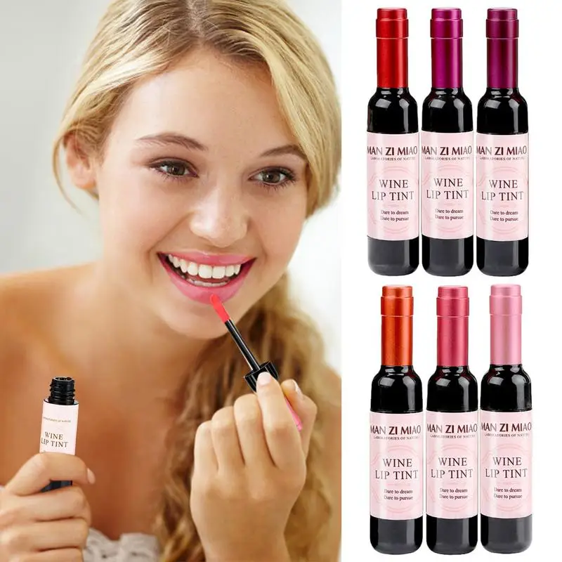 Wine Lip Stain Matte Liquid Lip Glaze Long Lasting Waterproof Lip Stain Antiaderente Cup Rossetto Regali Di Compleanno Per Ragazze 6 Colori