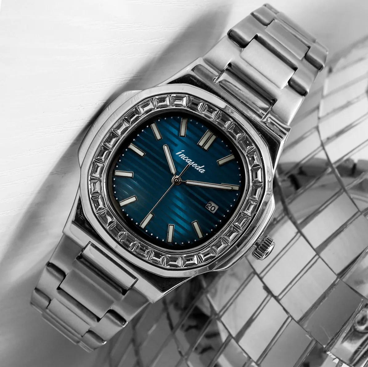 Nuovi Orologi Da Uomo Di Lusso Incaseda Orologi Da Uomo Di Marca D'Affari Orologi Al Quarzo Con Diamanti Luminosi Impermeabili Di Alta Qualità