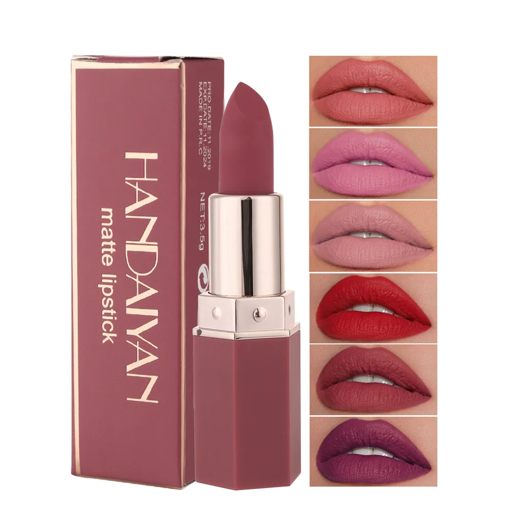 Handaiyan 6 Colori Rossetto Opaco Bellezza Lucidalabbra Opaco Balsamo Colorato 24 Ore Impermeabile Spedizione Gratuita Trucco Lippenstift