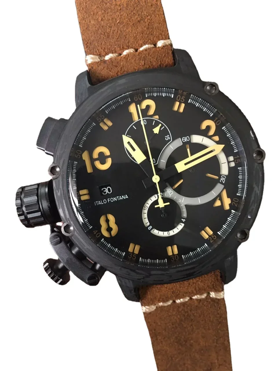 Luxury New Mens Meccanico Automatico U Watch Black Boat Cow Leather U51 Orologi Sportivi