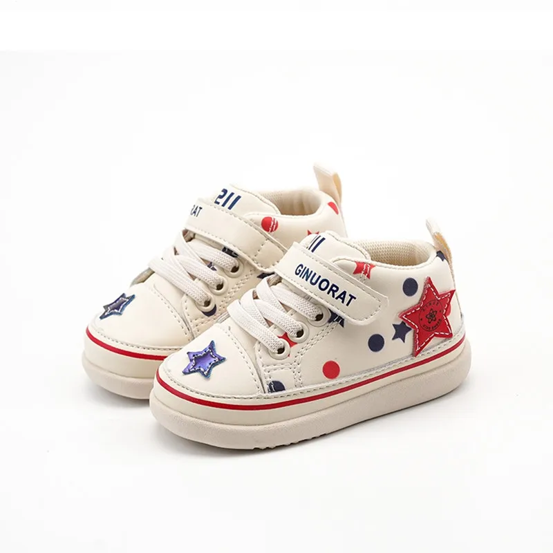 New Spring Baby Shoes Leather Toddler Boys Girls Sneakers High-Help Outdoor Tennis Traspirante Fashion Little Kids Sneakers