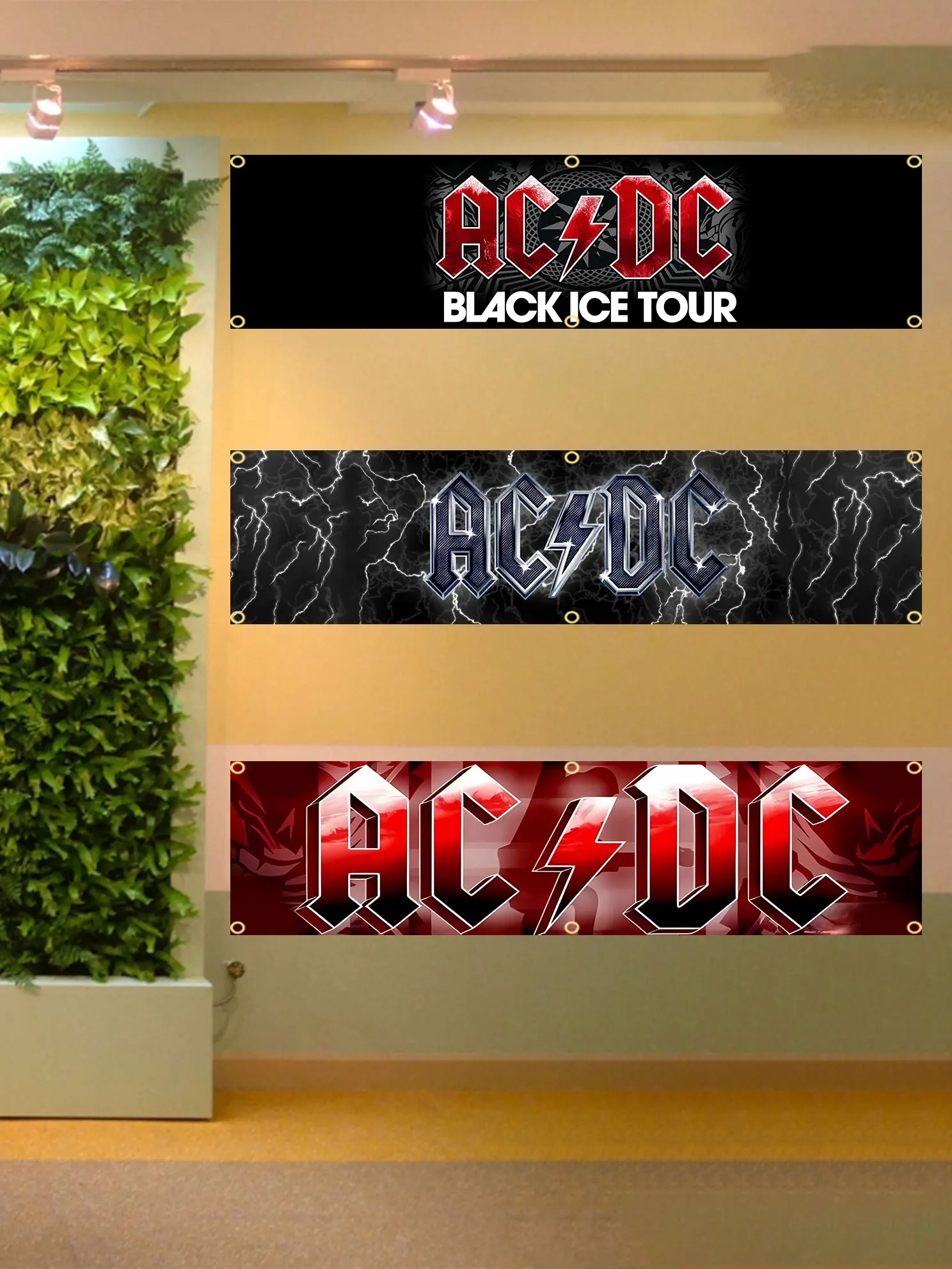 60X240Cm Ac/Dc Band Flag Banner Arazzo Bandiera Stampata In Poliestere Garage O All'Aperto Per La Decorazione
