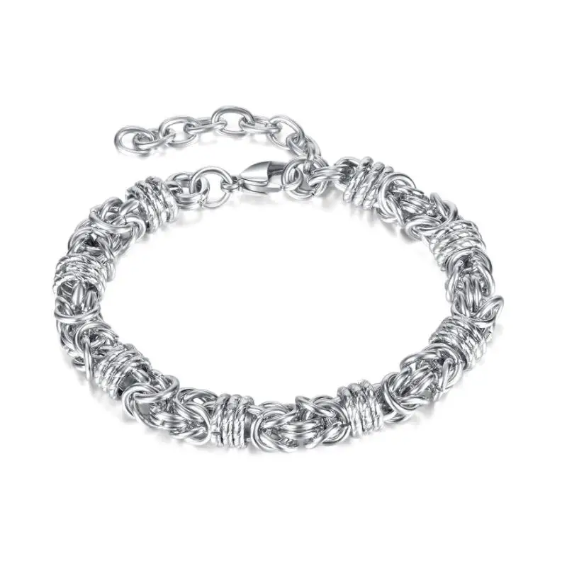 9Mm 8 Pollici + 45Mm Argento Hip-Hip Artigianale Annodato Braccialetto A Catena Intrecciata Bracciali In Acciaio Inossidabile Braccialetto Per Uomo Do