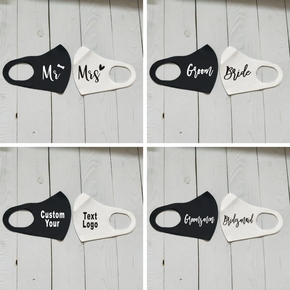 Personalizzati/Su Misura Della Sposa E Lo Sposo Di Nozze Riutilizzabile Viso Maschere Set / 2 Maschere Incluso Regalo Di Festa Di Nozze Viso Maschere