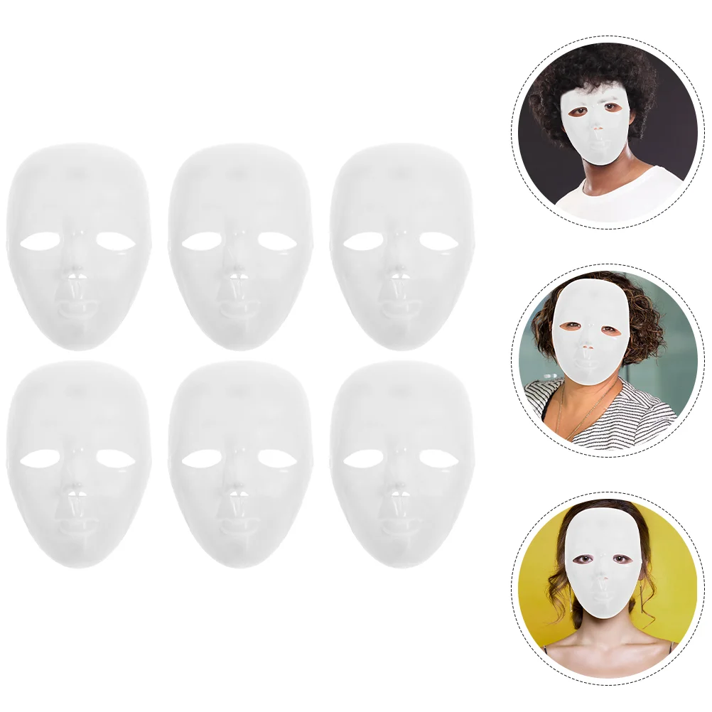 6 Pcs Masquerade Party Mask Cosplay Mask Prop Blank Full Facial Mask Maschera Integrale Fai Da Te