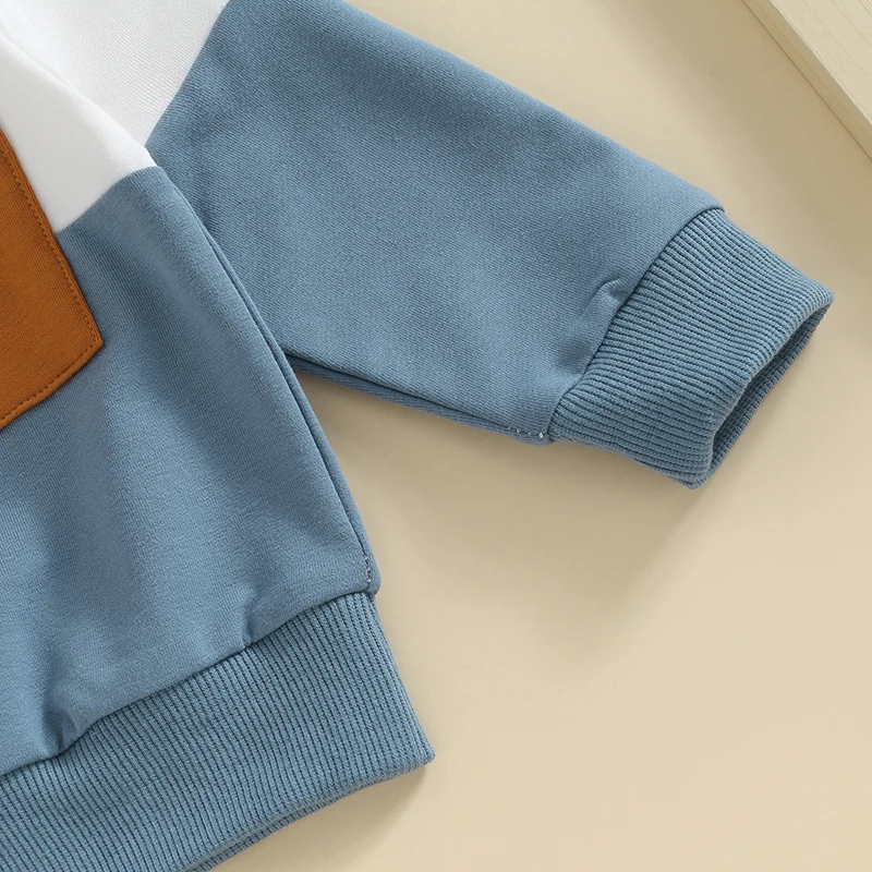 Neonato Autunno Girocollo Manica Lunga Pantaloni Lunghi Tasche Elastico Vestito Vestiti Felpa Set
