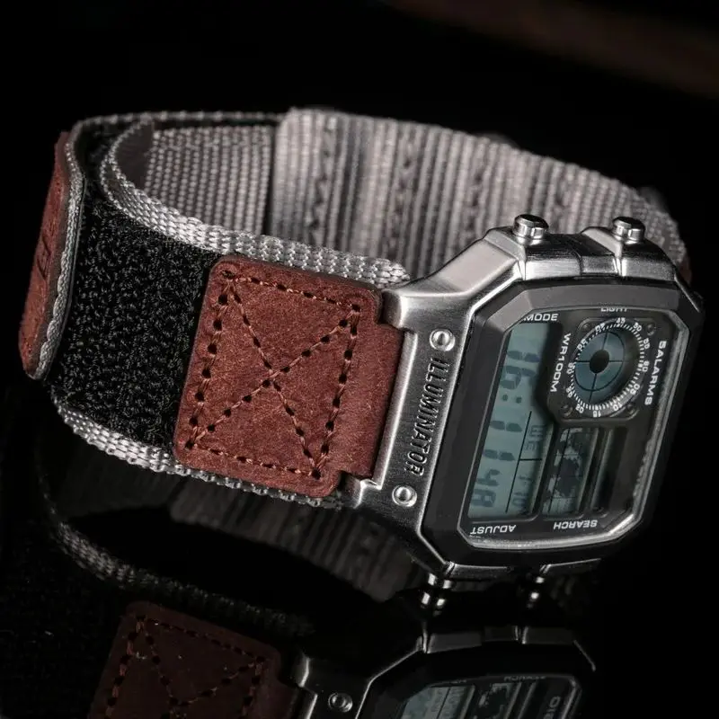 Per Casio Watch Band Nylon Leather 18Mm Sports Sostituisci Cinturini Compostabili Con Gshock Ae1200 /1300/W-218H