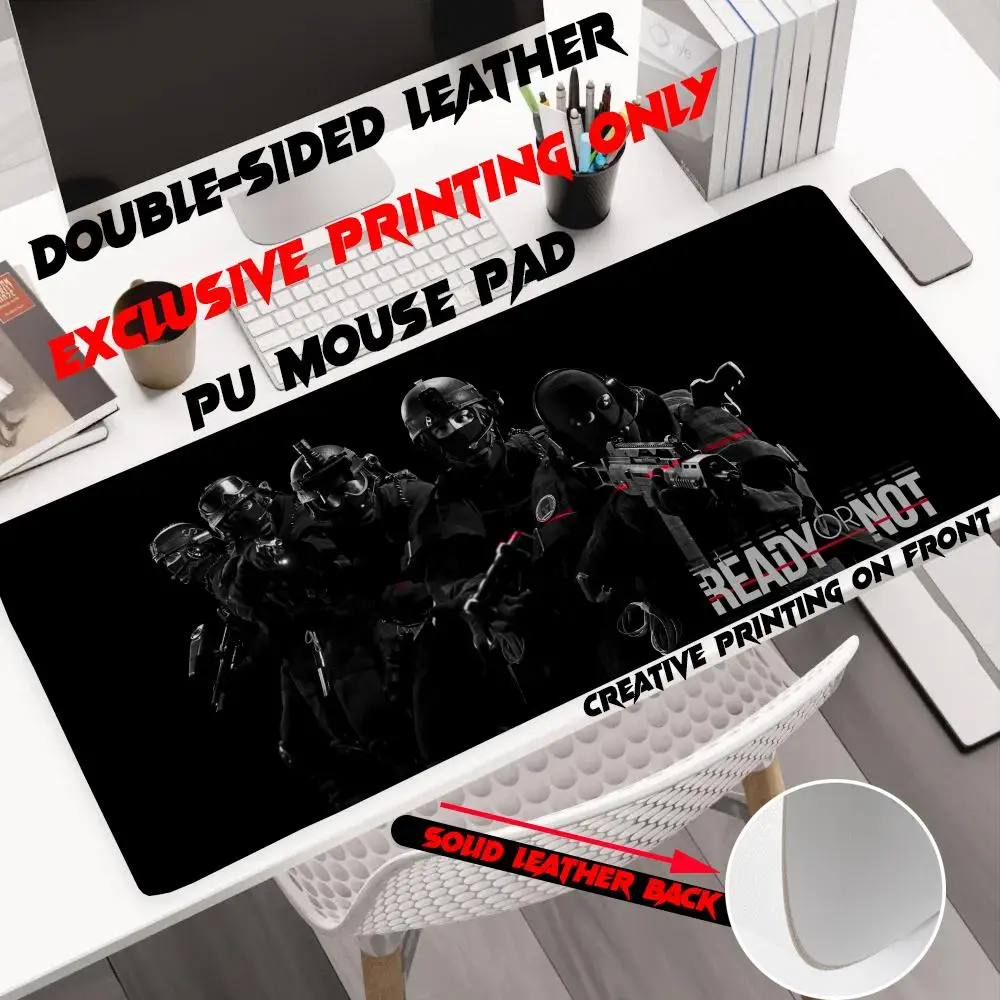 Tactical Shooting Fashion Cool Ready Or Not Game Mouse Pad Large Size Office Desk Protector Mat Pu Leather Waterproof Mouse Pad Desktop