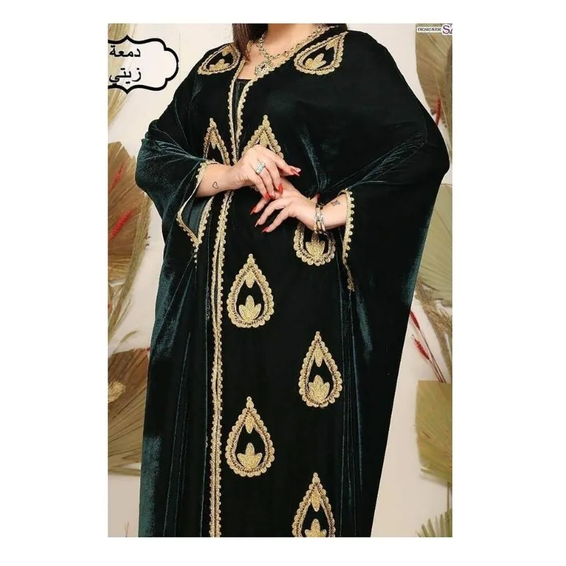 Abito Lungo Verde Marocchino Dubai Farasha Robe È Una Fantasia Abito Lungo In Velluto Tendenze Moda