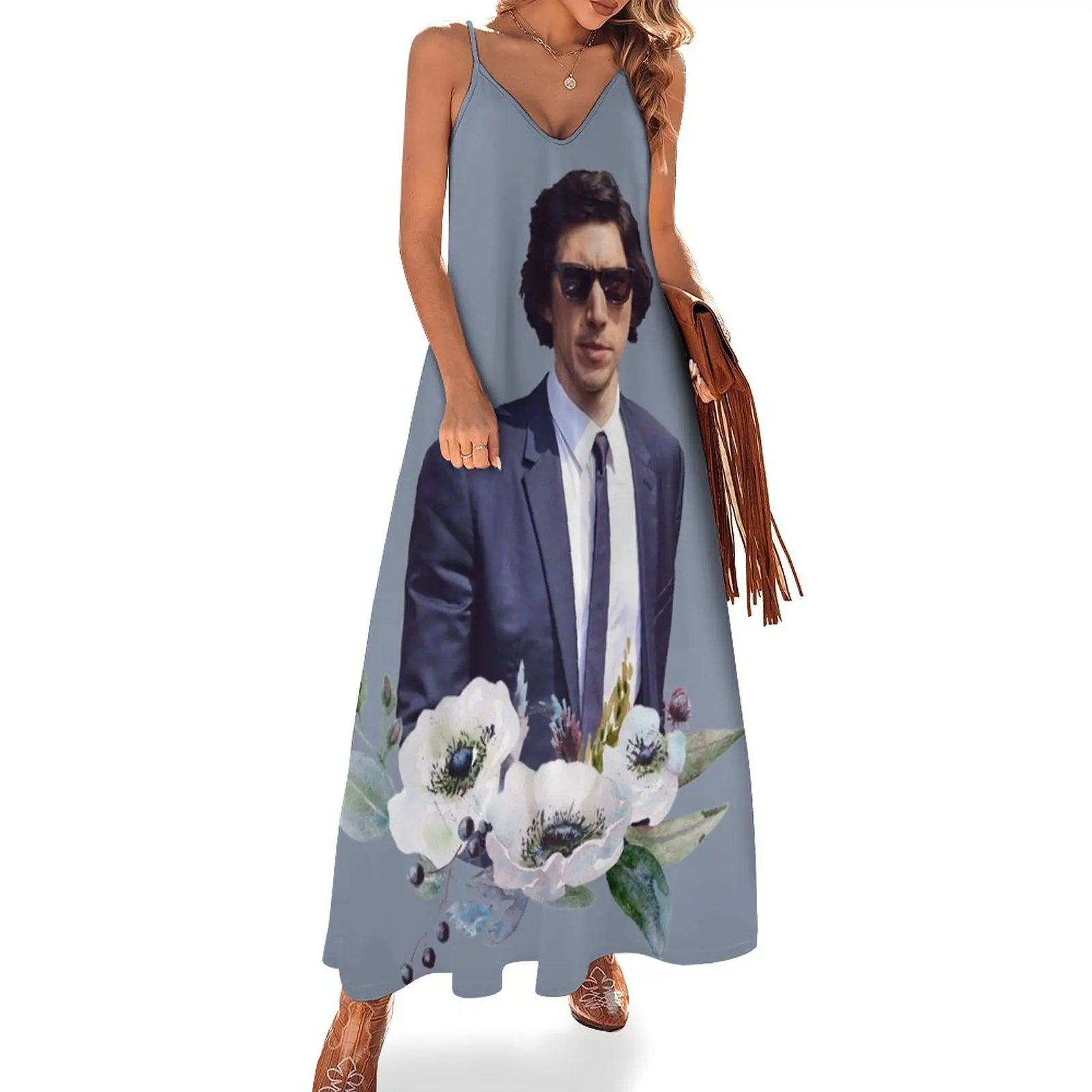Adam Driver Blue Flower Boy Abito Senza Maniche Abiti Da Festa Abito Da Sera Da Donna Abiti Da Festa Donna
