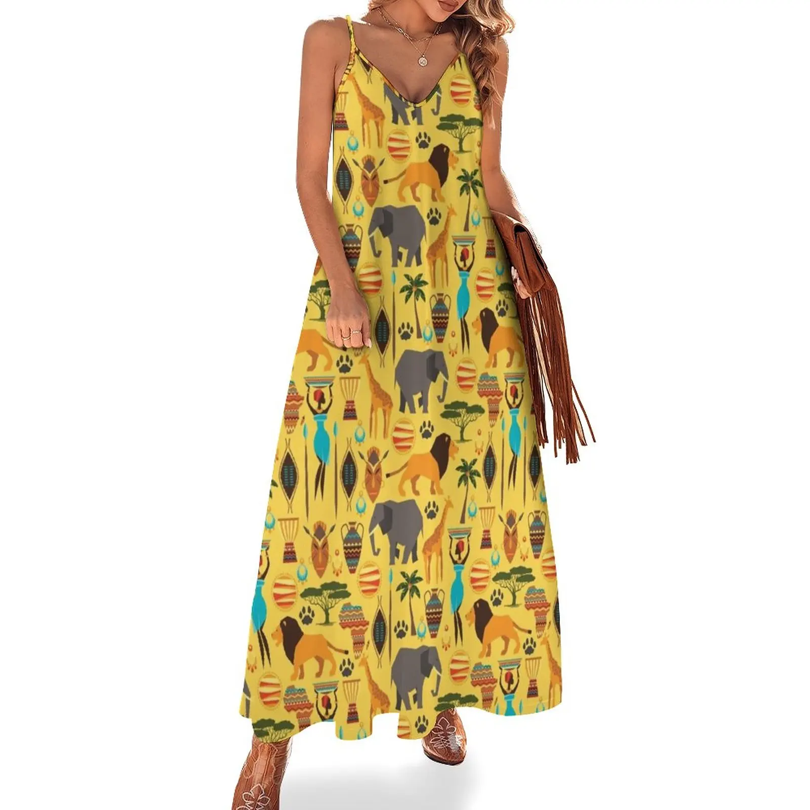 Abito Senza Maniche Della Savana Africana Abiti Lunghi Completi Da Donna Eleganti Abiti Da Spiaggia