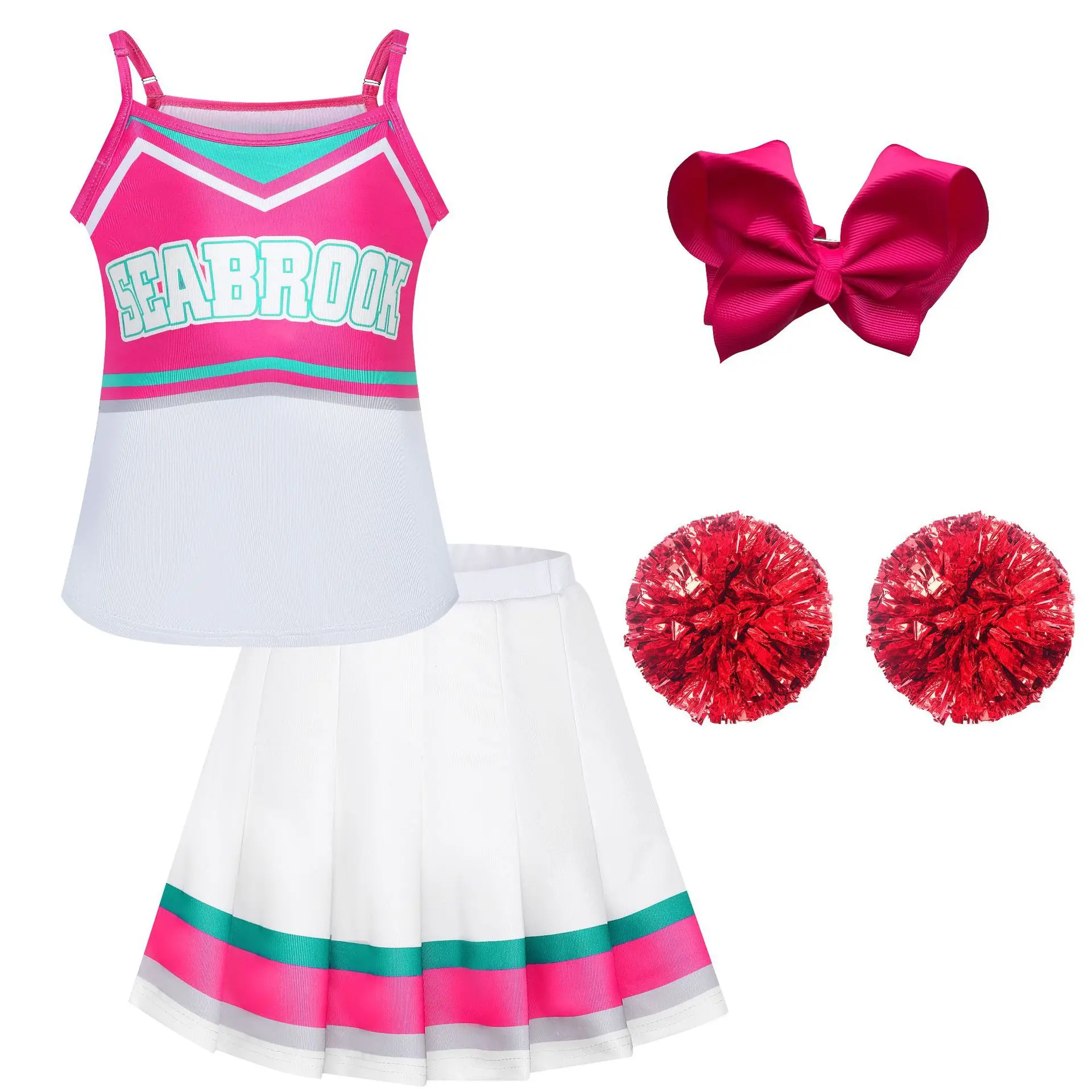 Halloween Zombie Cheerleader Cosplay Grey School Uniform Costume Dress Per Kid Carnival Party