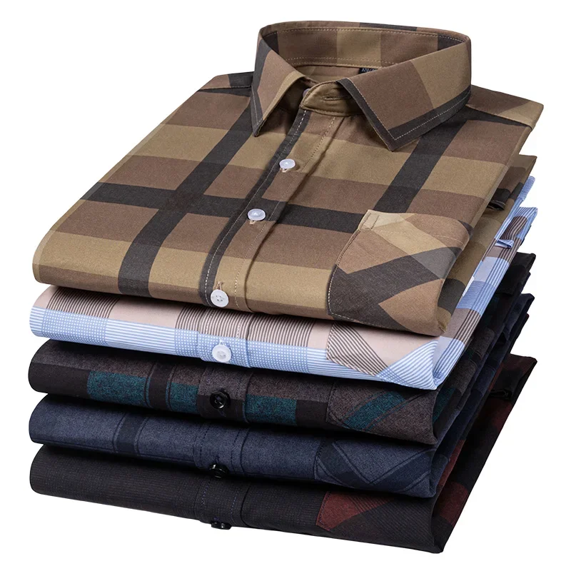 Nuove Camicie A Quadri A Maniche Lunghe Per Uomo Abbigliamento Classico Alla Moda A Quadri Easy Care Soft Businman Smart Dress Camicia Casual Camisa