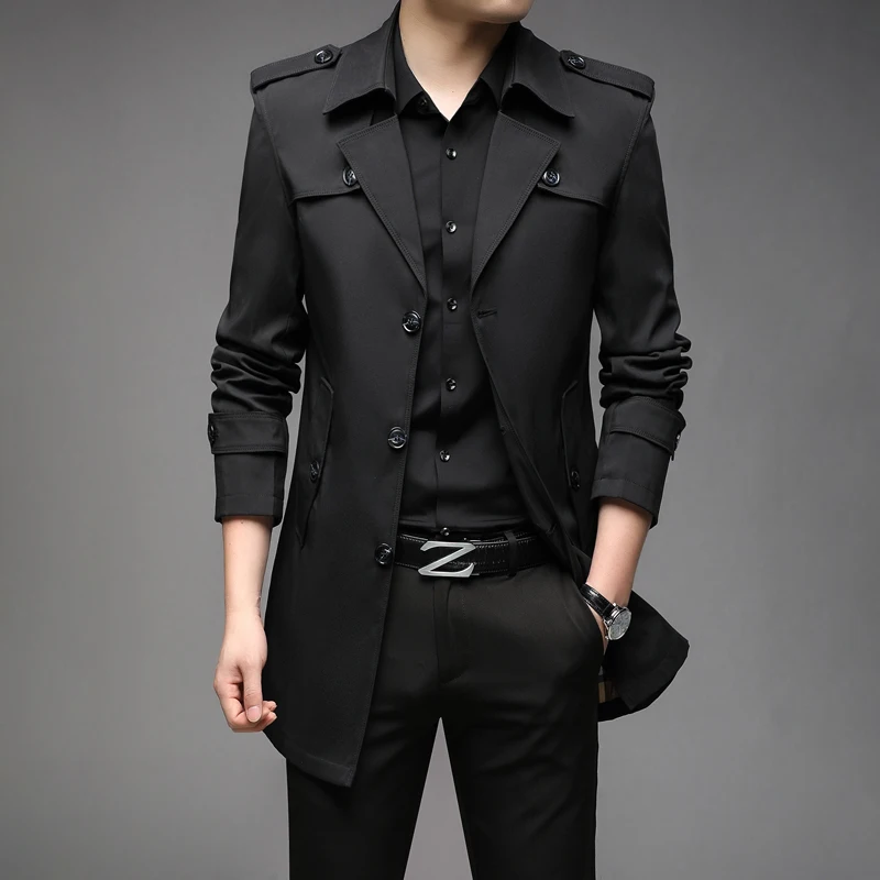 New Spring Men Trench Fashion England Style Trench Lungo Cappotti Uomo Casual Capispalla Giacche Giacca A Vento Marca Abbigliamento Uomo 2022