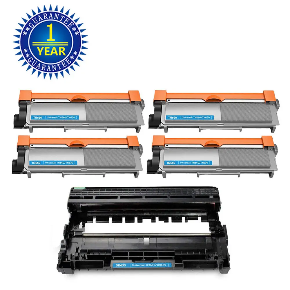 4 Tn660 + 1 Dr630 Tamburo Di Toner Per Stampante Brother Mfc-L2700Dw Mfc-L2740Dw Dr660