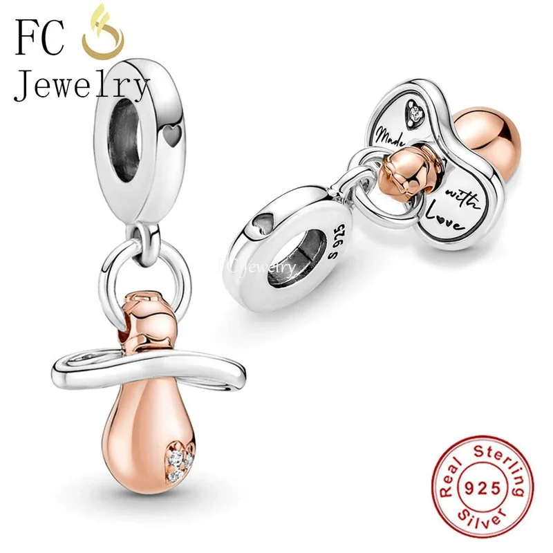 Fc Jewelry Fit Original Charm Bracciale 925 Argento Realizzato Con Amore Baby Capezzolo Bead Per Fare Madre Neonato Berloque 2024