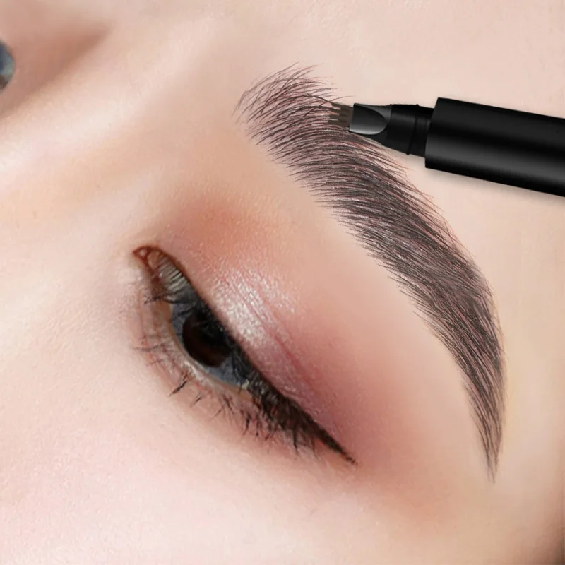 Matita Per Sopracciglia A 4 Forchette Trucco Per Donna Non Sbiadito Nero Marrone Scuro Liquido Cejas Maquillaje Profesional Alta Calidad Per Sopraccig