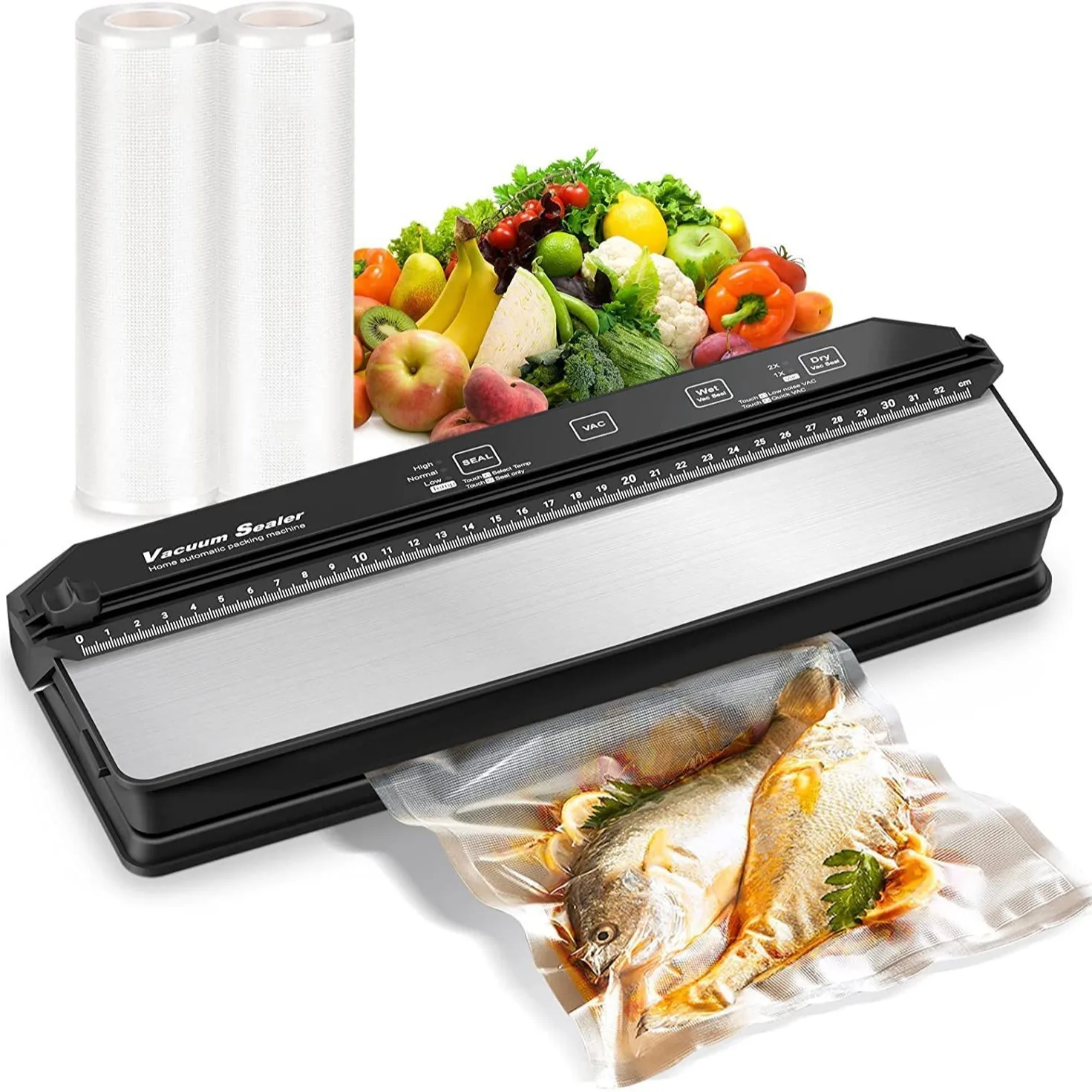 Sigillatrice Sottovuoto Doppia Pompa Termosaldatrice Confezionatrice Sottovuoto Sacchetti Di Plastica Sigillante Degasatore Con 15 Sacchetti Sottovuot