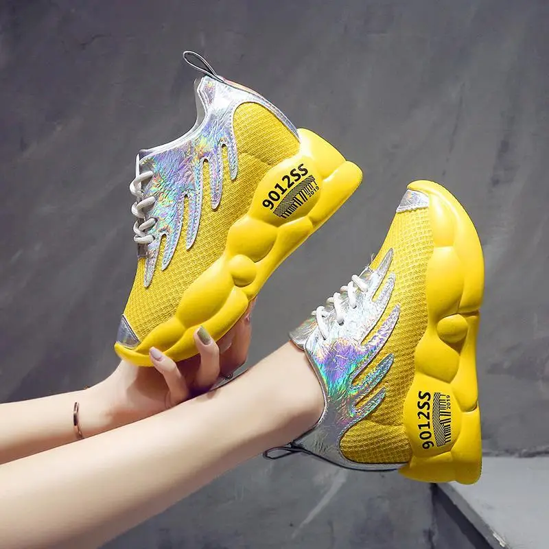 Scarpe Aumentate In Altezza Nuove Scarpe Da Ginnastica Con Plateau Da Donna Scarpe Con Plateau Traspiranti Versione Coreana Scarpe Da Passeggio Da Don