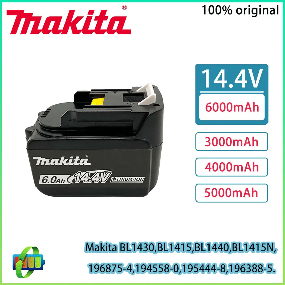 Indicatore Led Batteria Ricaricabile Agli Ioni Di Litio Makita 14.4V 6.0Ah Per Bl1430 Bl1415 Bl1440 196875-4 194558-0 195444-8