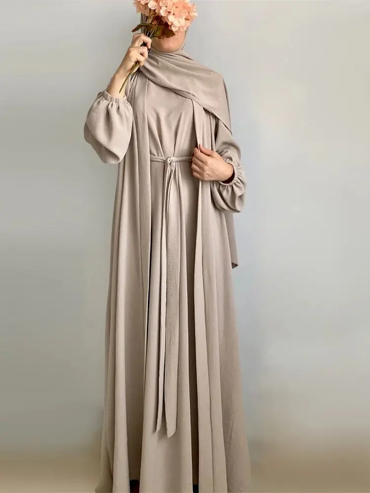 Ramadan Eid Mubarek Donne Dubai Abaya Kaftan Turchia Islam 3 Pezzi Set Musulmano Hijab Dress Kimono Ensembles Musulmans Djellaba