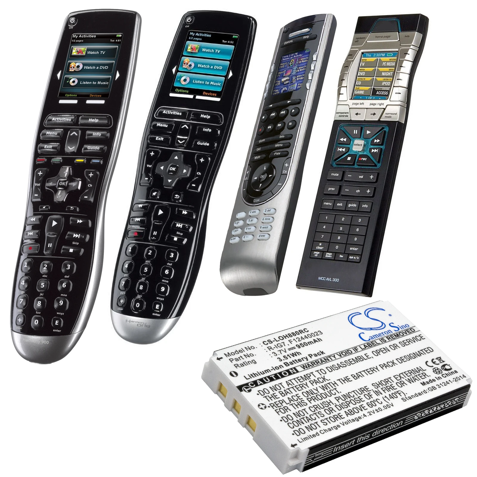Cameron Sino 950Mah Batteria R-Ig7 Per Logitech Harmony 785, Armonia 785, Armonia 885, Armonia 890, Armonia 720, Armonia 900, 780, 895