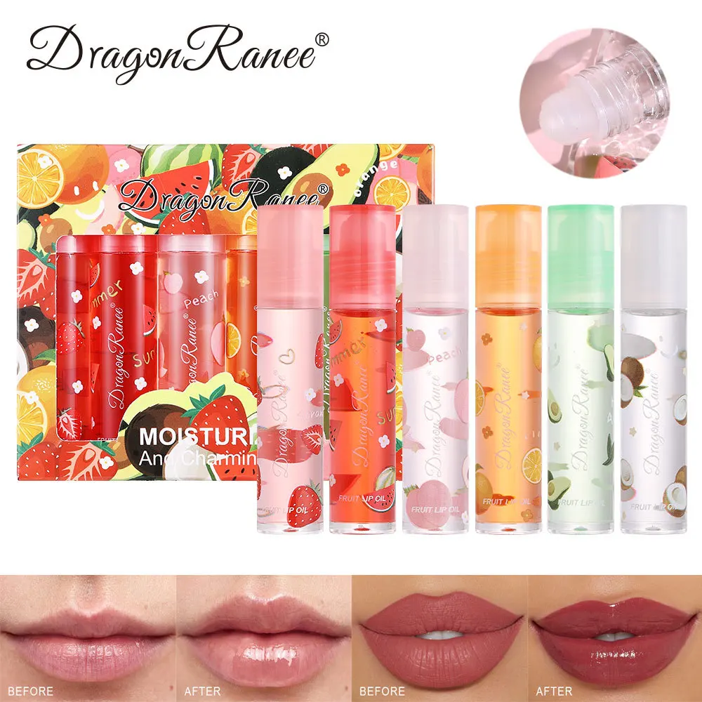 6 Colori/Scatola Roll-On Olio Di Frutta Balsamo Per Le Labbra Set Smalto Per Le Labbra Specchio Idratante Olio Per Labbra Trasparente Lucidalabbra Idr