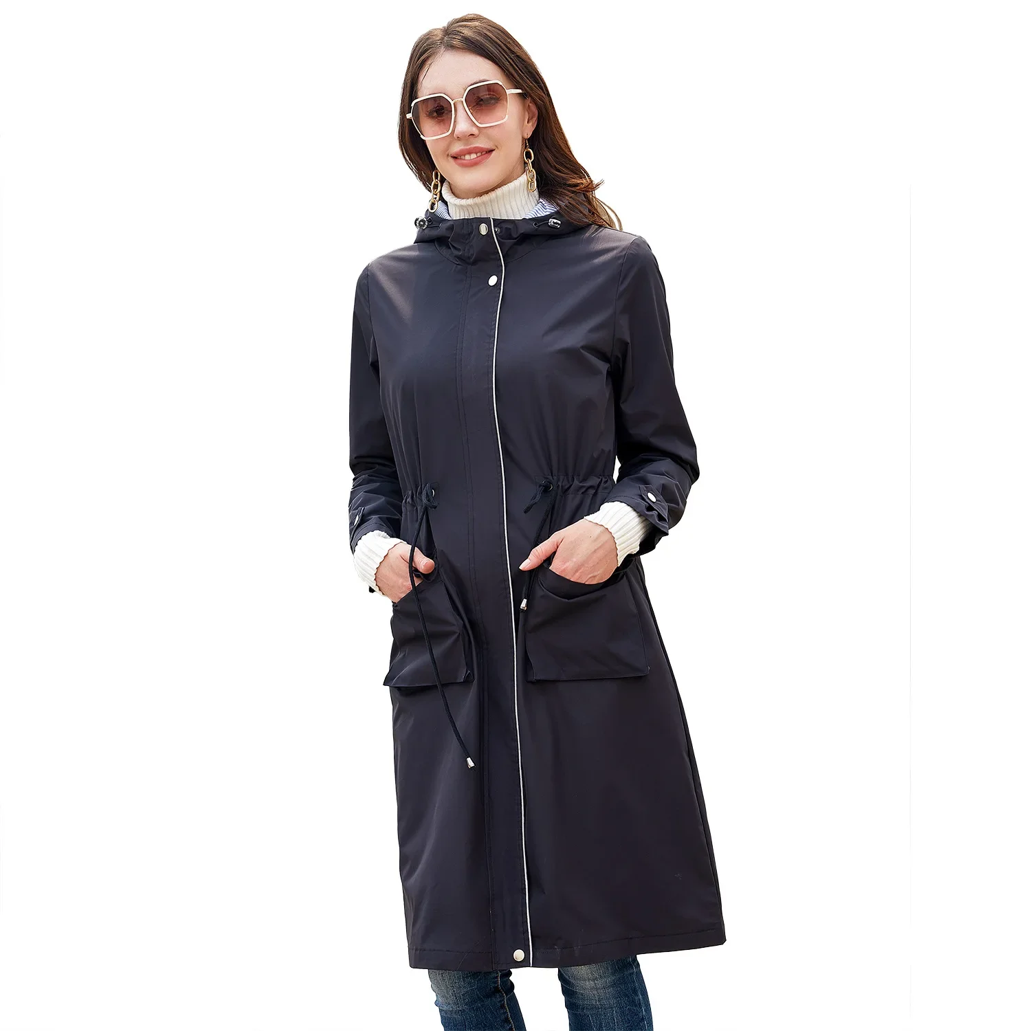 2024 Autunno Trench Cappotti Donna Manica Lunga Giacche Con Cappuccio Vestiti Impermeabili Fashion Design Casual Elegante Europa Ladies Outwear