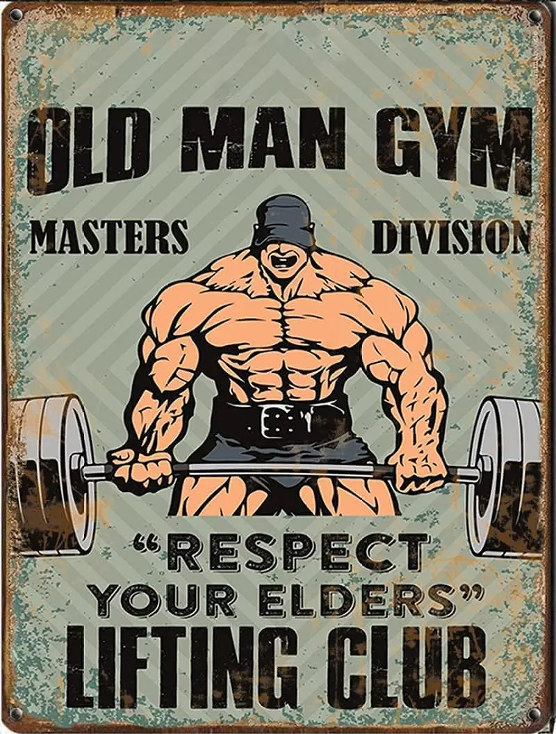 Old Man Gym Tin Sign Lifting Club Wall Decor Regalo Per Sollevamento Pesi Man Wall Art Gym Studio Decorazione Della Parete Metal Sign Family