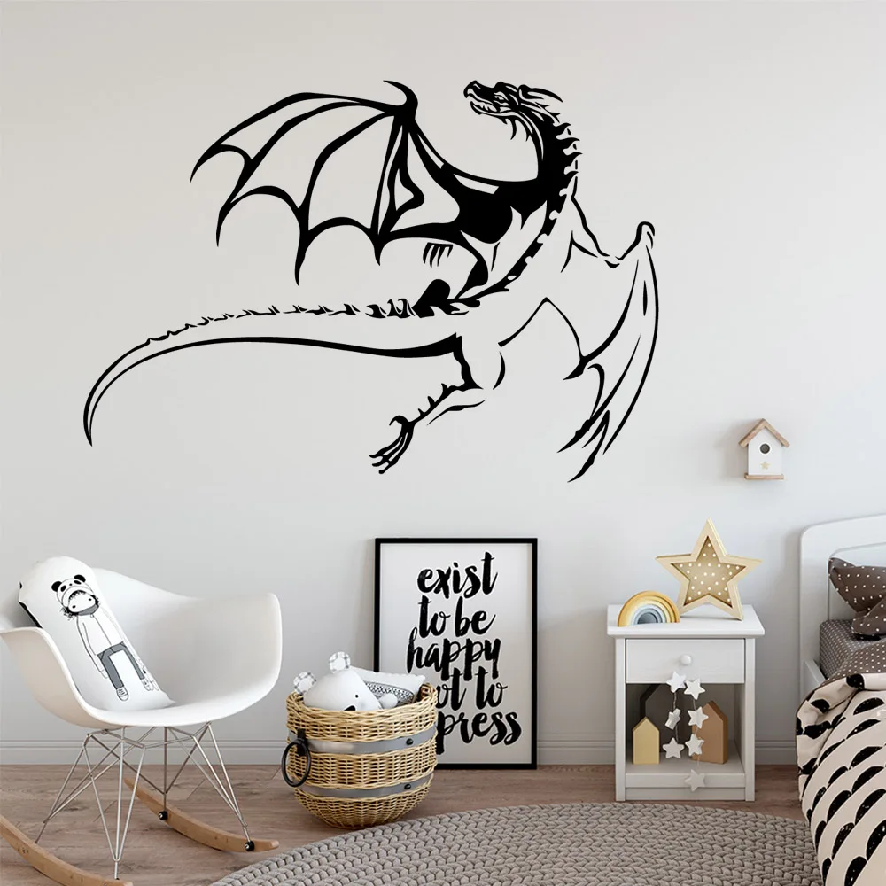 Xl Flying Dragon Family Wall Stickers Murale Art Home Decor Camera Dei Bambini Nature Decor Decalcomanie Rimovibili Naklejki Na Sciane