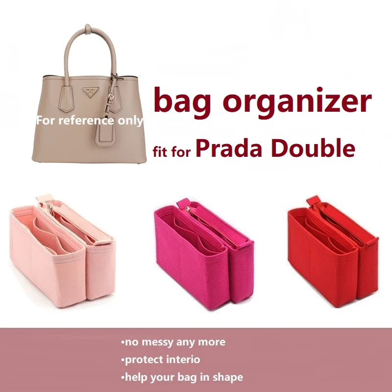 Only Organisera】Per Prada Double Bag Organizer Inserto Divisore Per Trucco Scomparto Di Protezione Per Shaper Interno