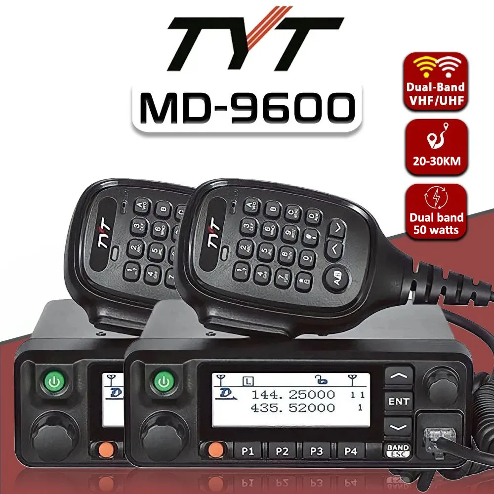 Tyt Md9600 Gps Digitale/Analogico Aes256 Dmr Dual Band Mobile Radio 50/45/25W Dmr Ricetrasmettitore Mobile Md-9600 Walkie Talkie