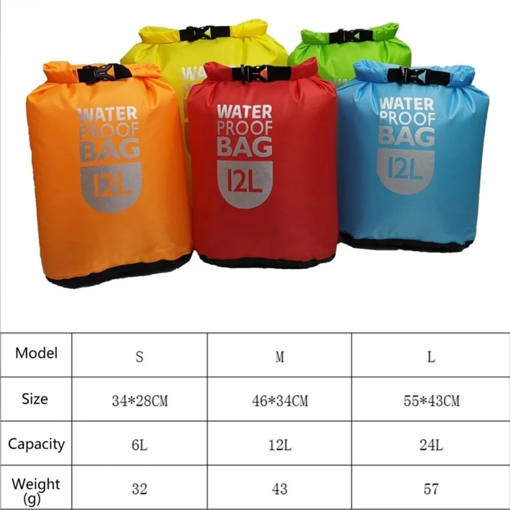 Outdoor 6/12L Dry Impermeabile Sack Bag Pack Sack Nuoto Rafting Kayak Canottaggio Storage Bag Canoing Canottaggio Resistenza All'Acqua 2021