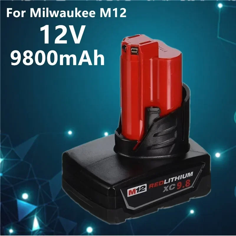 Milwaukee 12V 9,8 Ah Lithium-Batterie, Kompatibel Mit Milwaukee 12V Cordless Power Werkzeuge 48-11-2420 48-11-2440 48-11-2402
