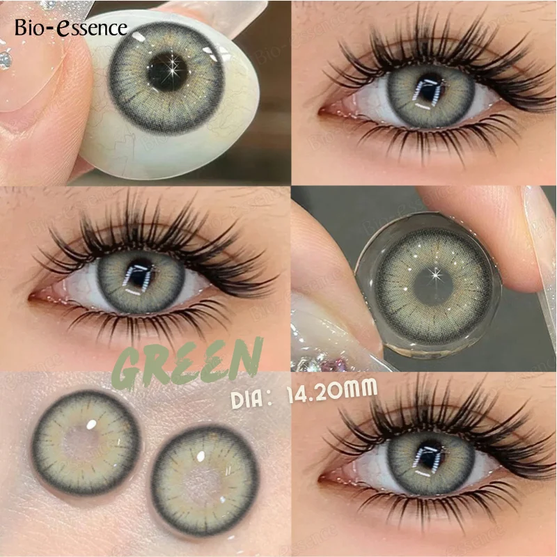 Bio-Essence 2 Pezzi Lenti A Contatto Verdi Annuali Natural Brown Colorcon Makeup Grigio Colorcon Blue Lens Eyes Lenti Morbide Di Alta Qualità