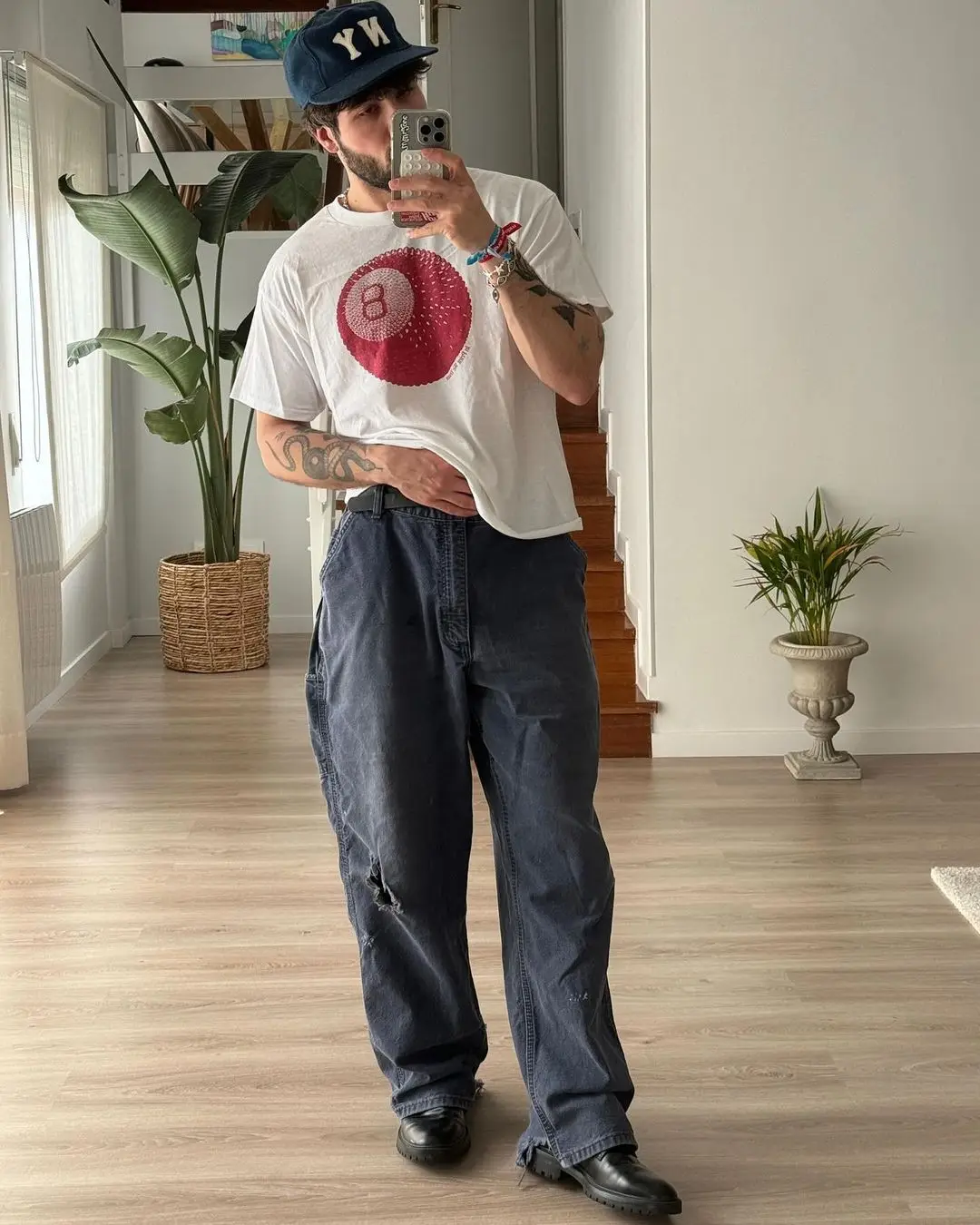 Hiphop Red Number Eight Ball Graphic Magliette Y2K Top Stampa Maglietta Oversize Gothic Harajuku 2024 Streetwear Goth Abbigliamento Uomo