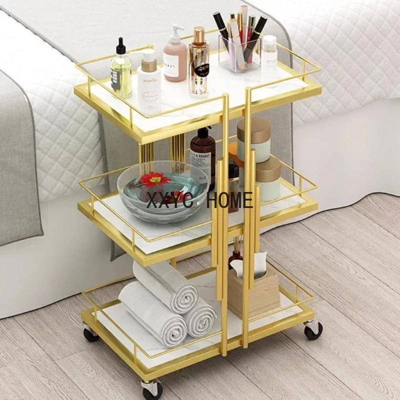Carro Metal Para Peluqueria Profesional, Carrito Belleza, Muebles De Spa, Muslimate, Dorado, Mq50Tc