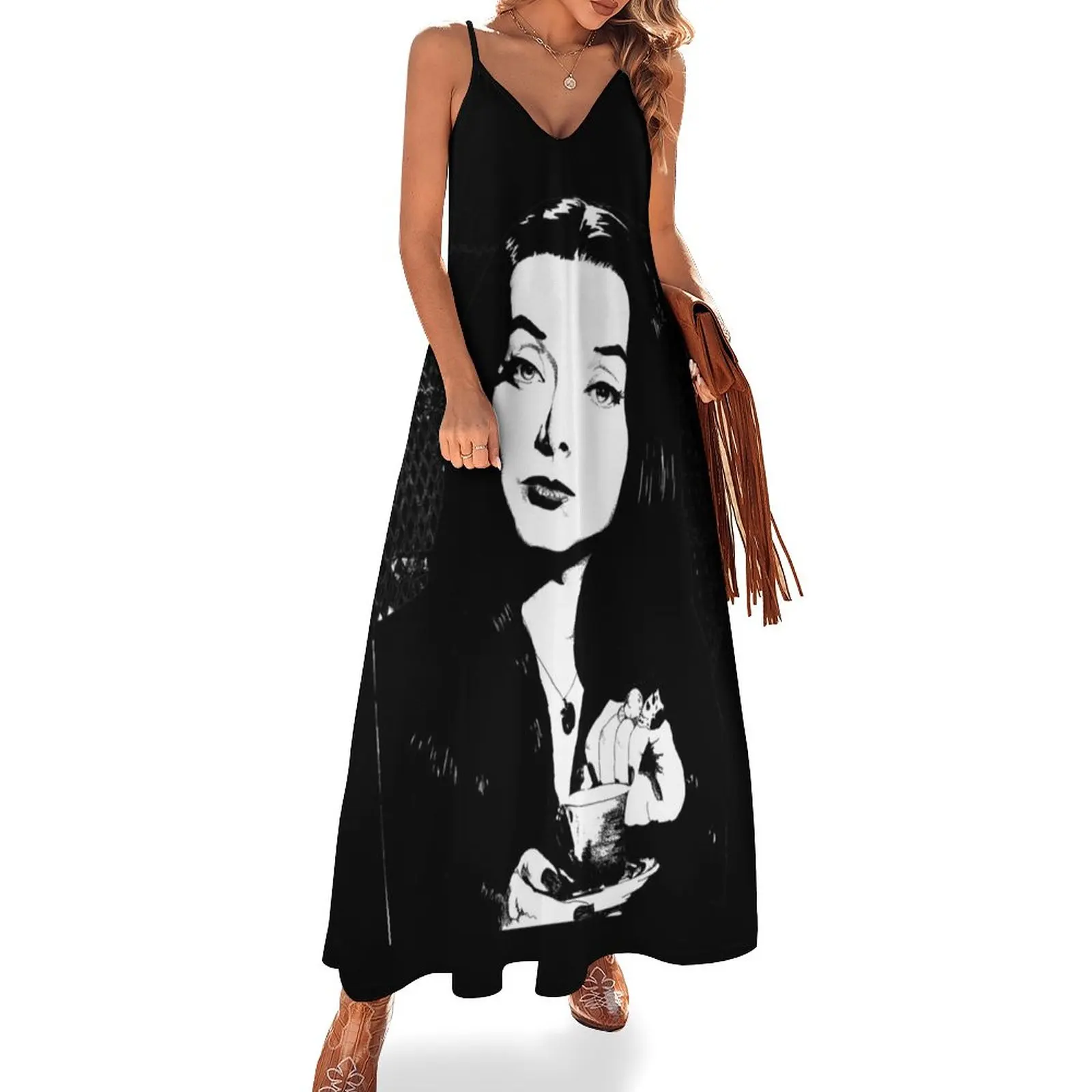 Morticia Addams Abito Senza Maniche Beachwear Abiti Moda Donna Abito Estate 2024 Abbigliamento Donna