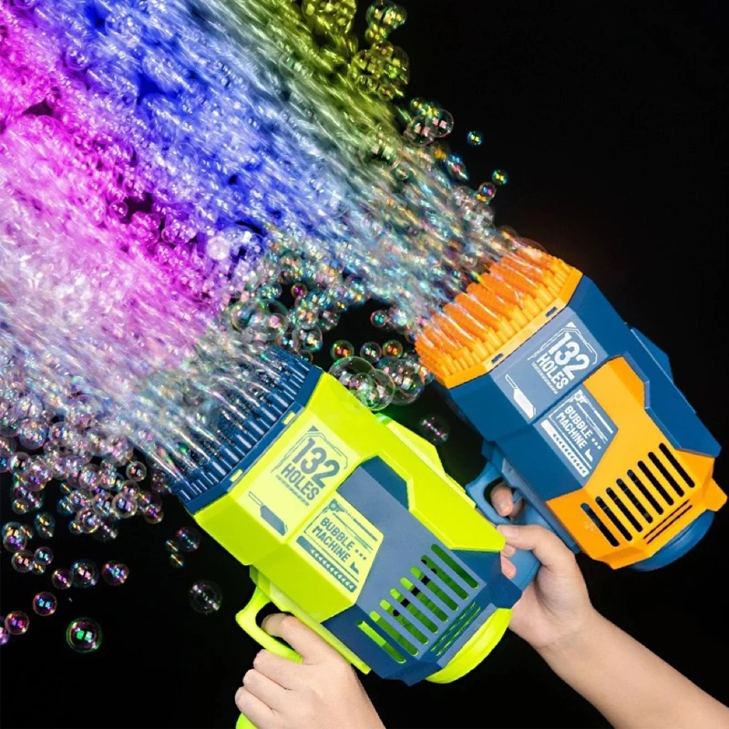 Lanciarazzi Bubble Gun Toy 132 Hole Charging Electric Automatic Bubble Machine Summer Outdoor Soap Water Giocattoli Per Bambini