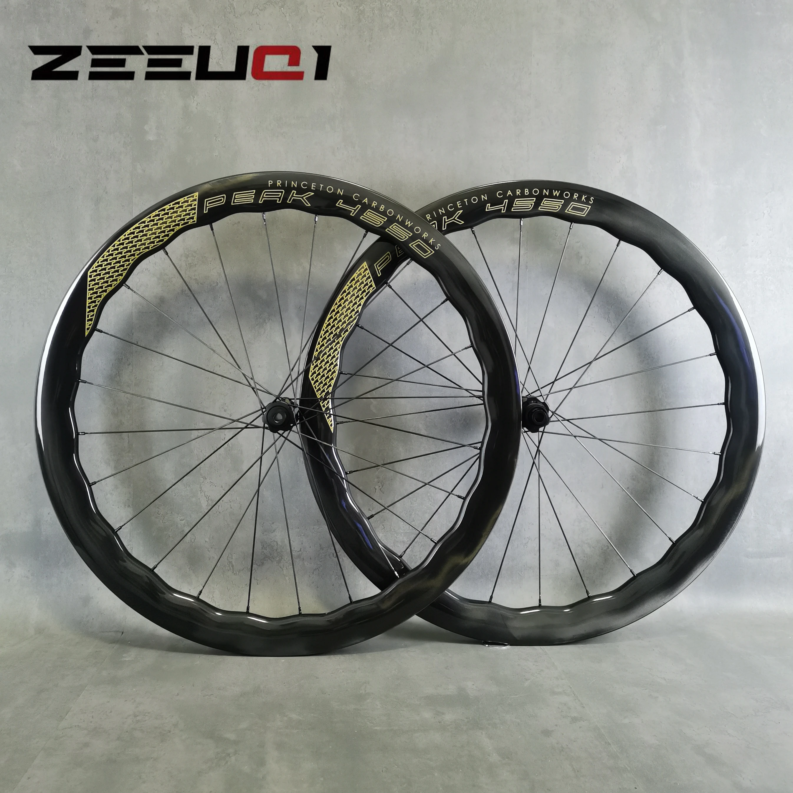 700C Mascara 4550, Ruote Per Bici Da Strada In Carbonio, Tubeless, Ruote Tubolari, Ud Lucido, Oro, Argento, Logo Nero, 11V, Mozzo Dell'Asse Passante