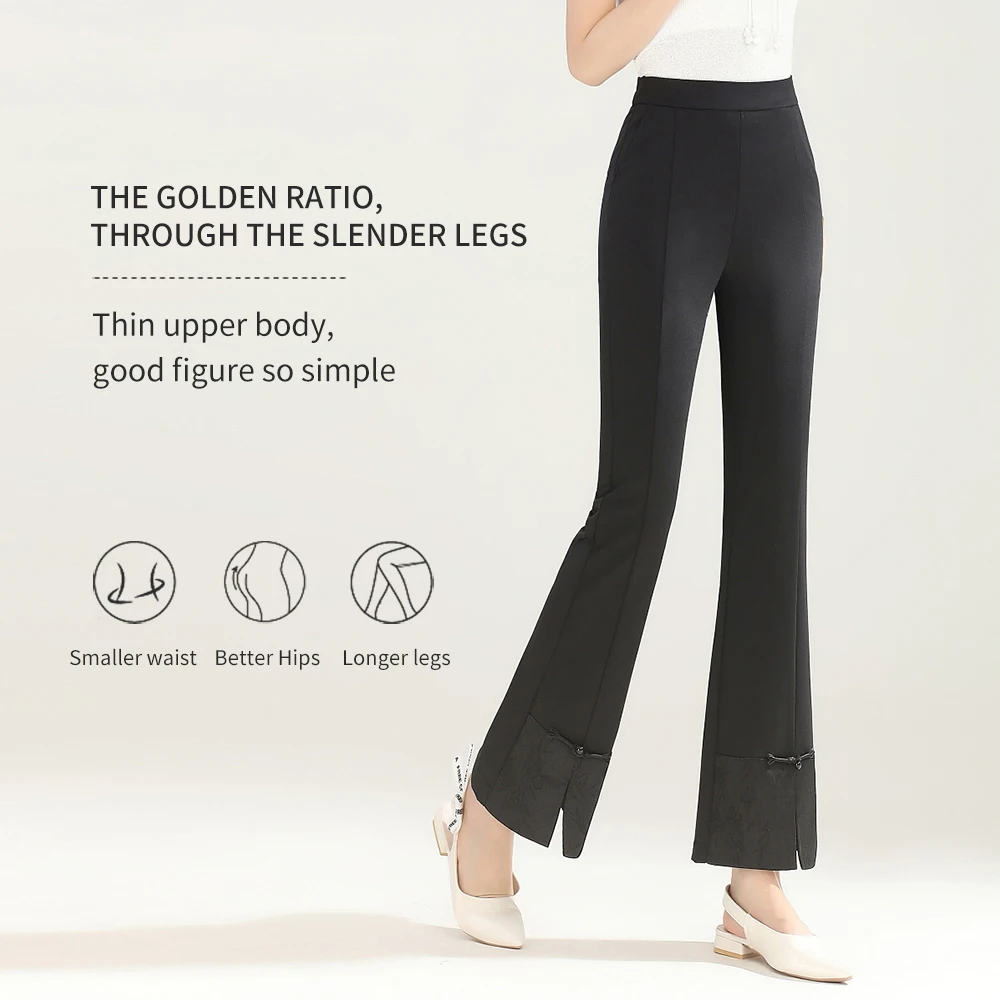 2024 Pantaloni Neri Tuta Elegante Donna Cerimonia Roupa Femenina Tendencia 2024 Ropa Coreana Mujer Hosen Damen Pantaloni Piedi Piccoli