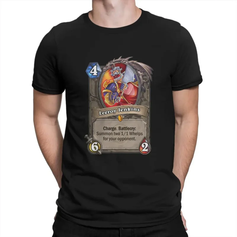 Leeroy Bracciali Card Evoca Maglietta Da Uomo World Of Warcraft Fashion Tees Manica Corta O Collo T-Shirt Vestiti Con Stampa In Puro Cotone