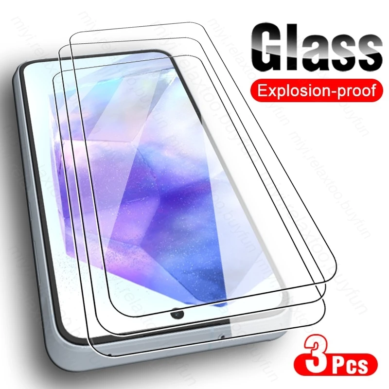 Custodia Samung A-55 5G 3 Pezzi Vetro Protettivo Per Samsung Sunga55 Samsung Galaxy A55 A 55 35 25 15 5G 2024 Protezione Dello Schermo In Vetro Temper