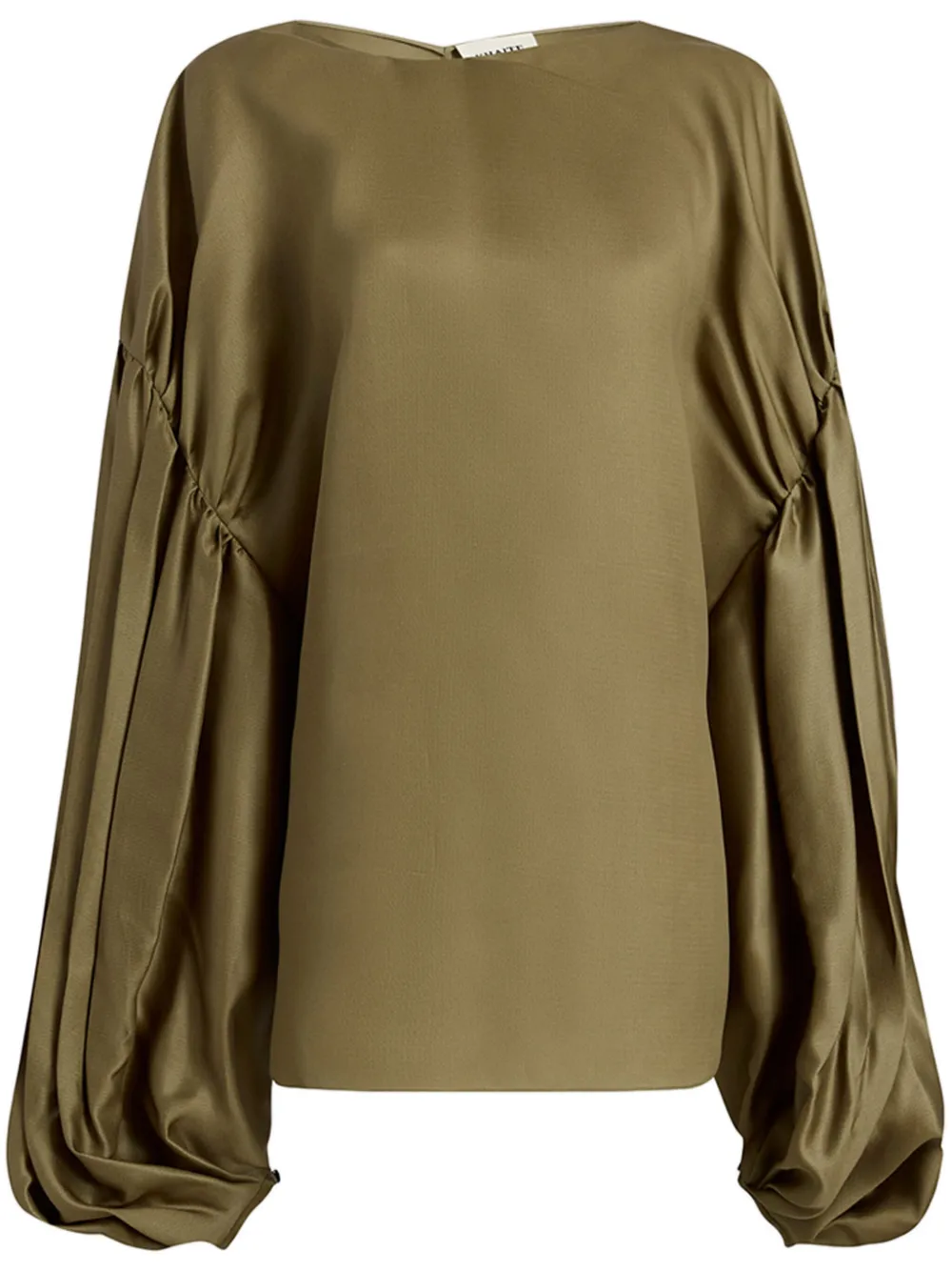 KHAITE Quico pleat-detail silk blouse - Marrone
