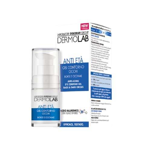 Dermolab - Gel Contorno Occhi Antirughe Con Acido Ialuronico, Per Tutti I Tipi Di Pelle, Minimizza Borse E Occhiaie, Effetto Lifting, Illuminante E Le