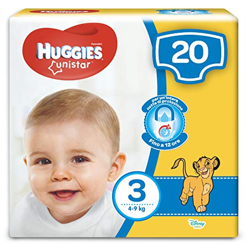 Huggies Unistar Pannolini, Taglia 3 (4-9 Kg), Confezione Da 20 Pezzi