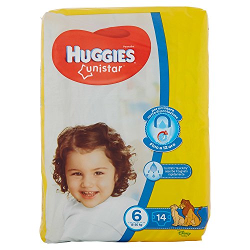 Huggies Unistar Pannolini, Taglia 6 (15-30 Kg), Confezione Da 14 Pezzi