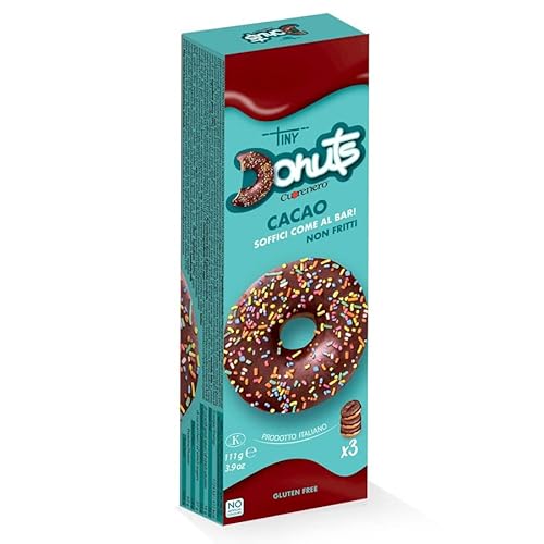 Cuorenero | 3 Donuts Gusto Cacao | Donuts Non Fritti Senza Glutine In Astuccio | Cacao Gusto Donuts | Merenda Al Cacao - 111 Gr