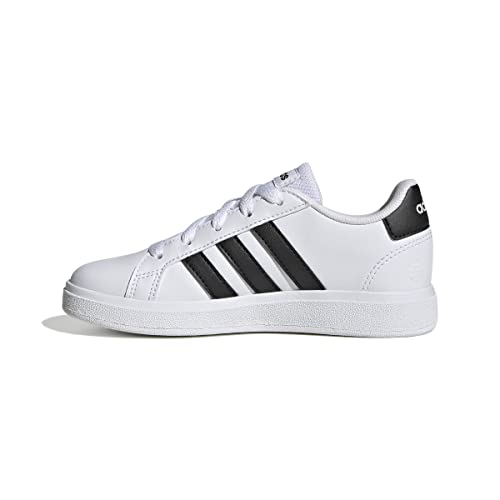 Adidas Grand Court Lifestyle Tennis Lace-Up Shoes, Sneaker Unisex - Bambini E Ragazzi, Ftwr White Core Black Core Black, 37 1/3 Eu
